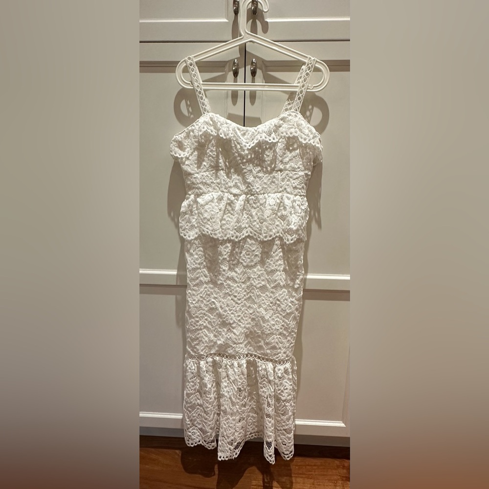 Likely White Lace Midi Dress